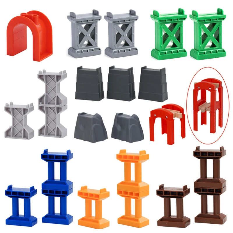 Wooden Track Accessories All Kinds of Plastic Bridge Piers Bracket Compatible with Brand Wooden Tracks Railway Toys