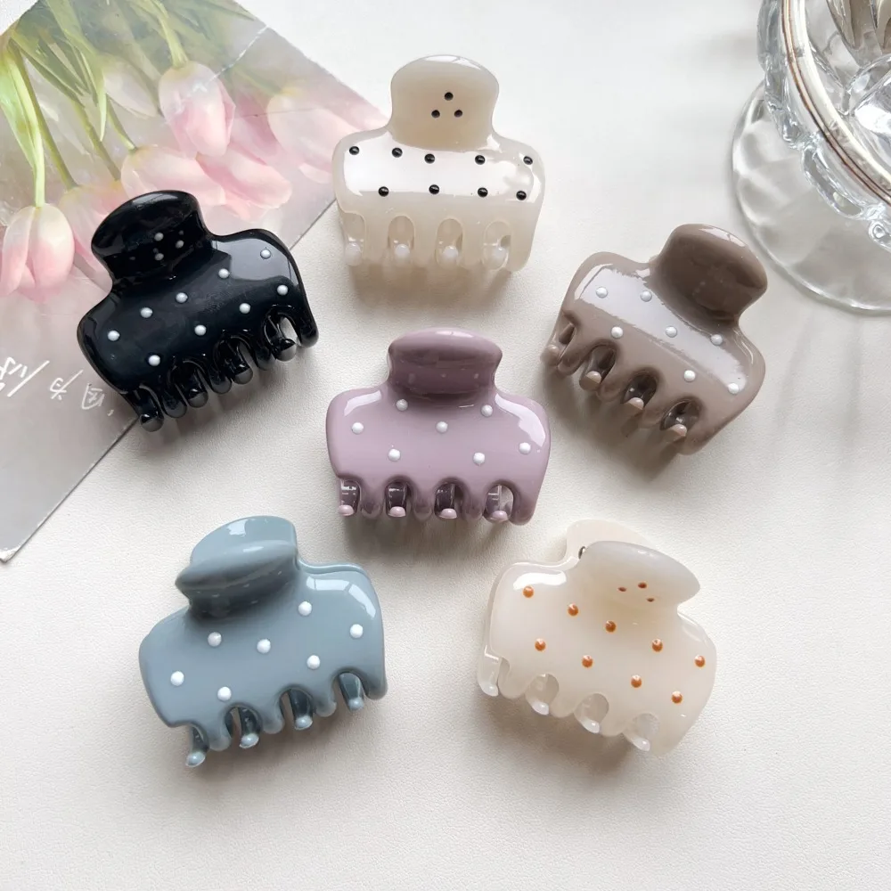 Simple Polka Dot Hair Claw Hairpin Exquisite Ponytail Grab Clip for Woman Soild Color Shark Clip Headdress Hair Accessories 집게핀