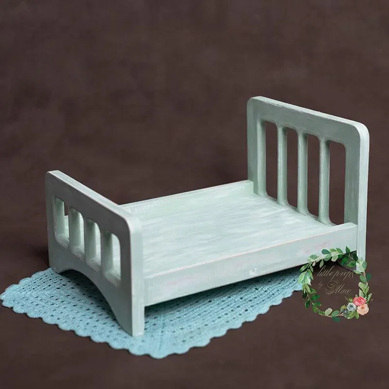 Children\'s Wooden Bed Detachable Vintage Mini Bed Baby Photo Shoot Furniture Chair Newborn 100 Days Baby Photography Props