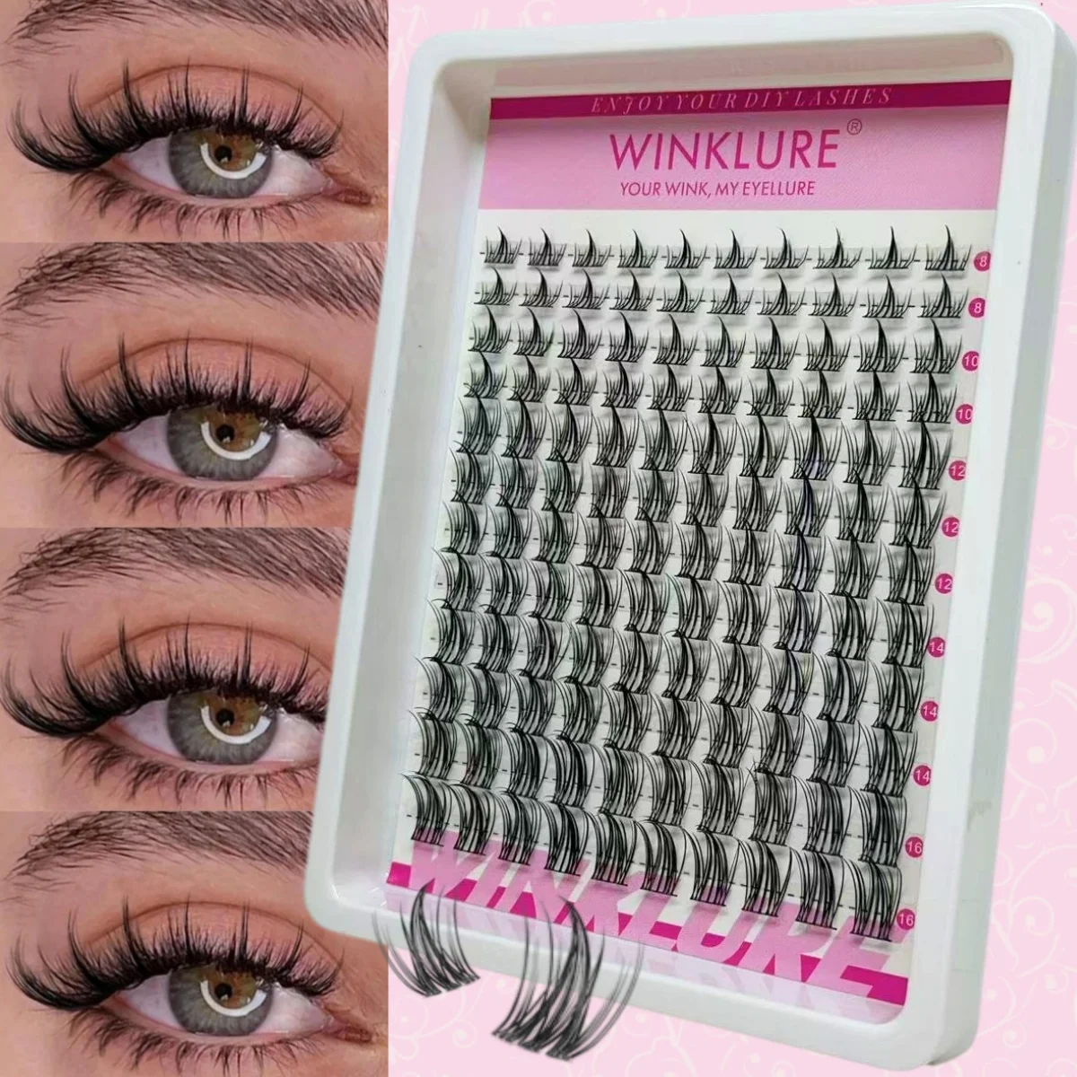 WINKLURE Fairy Lash Clusters Kit 8mm-18mm Manga C Curl Anime Wimpernverlängerungs-Kit Individuelle Spike-Wimpern DIY Volumen Natürlich – Detail 5