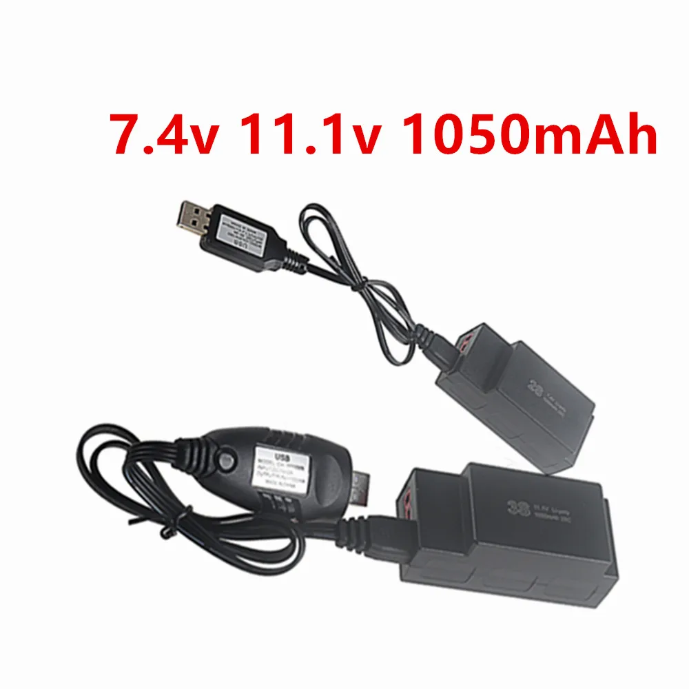 

НОВЫЙ LiPo аккумулятор 7.4V 11.1V 1050mAh / зарядное устройство USB 2S 3S для радиоуправляемых машин MJX Hyper Go 16210 16209 H16H H16E 16207 16208 1/16