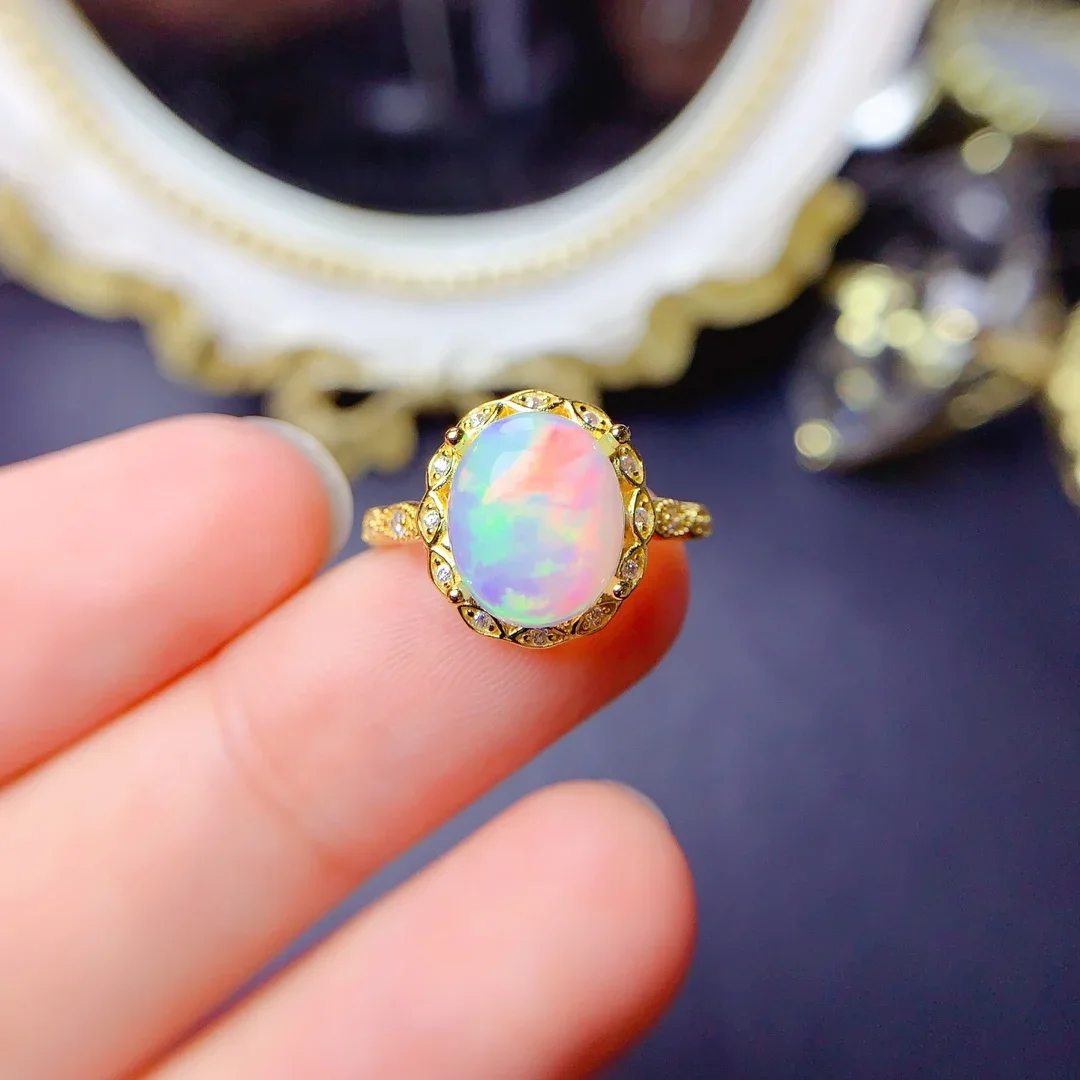 Sterling Silver 925 Ladies All-Natural Opal Ring Color Ultra Bright Ring Engagement Gift Special Free shipping Boutique