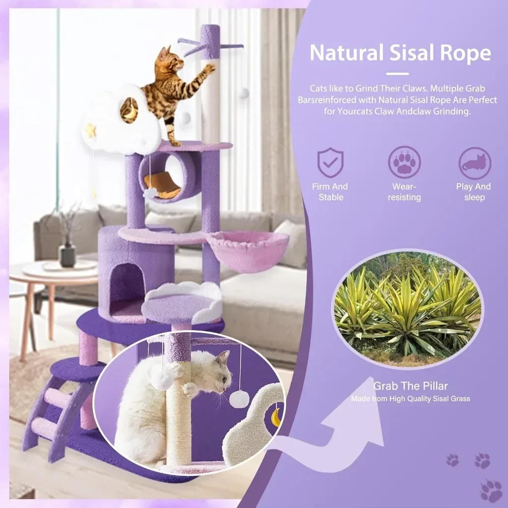 Imagem -03 - Indoor Grande Cat Tree Tower Sisal Coçar Post Multi-nível Alto Grande Plush Condomínio Furnture Centro de Atividades 67