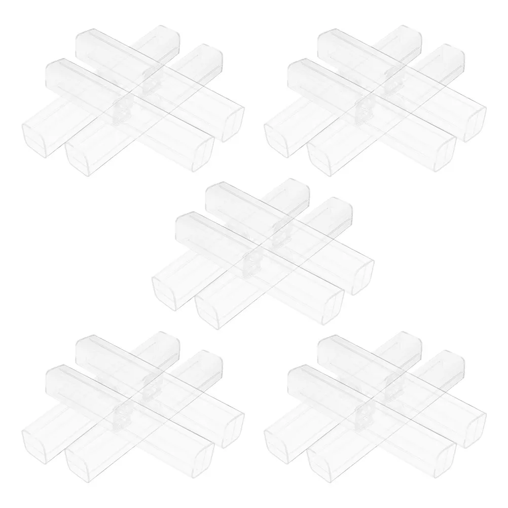 20Pcs Pencil Storage Box Holder Clear Stationery Case For Pen Case For Office Home Organization Transparent School