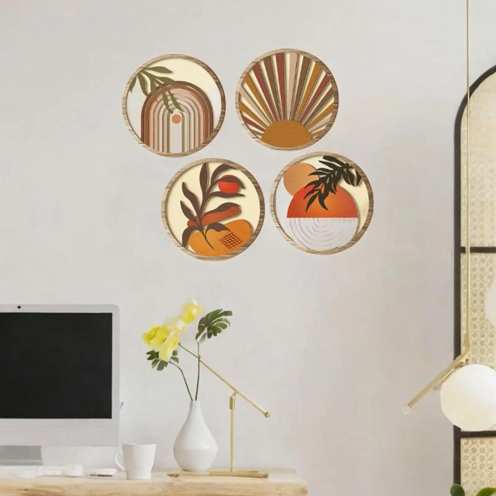 

4x Wall Art Decor Gift Aesthetic Decorative Minimalist Crafts Ornament Artwork Boho for Bathroom Office Home Farmhouse Bedroom