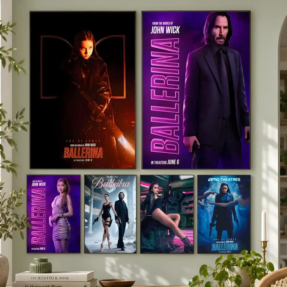 Movie J-John W-Wick B-Ballerina Poster Wall Art Home Decor Living Room Bedroom Office Dorm Apartment Gift