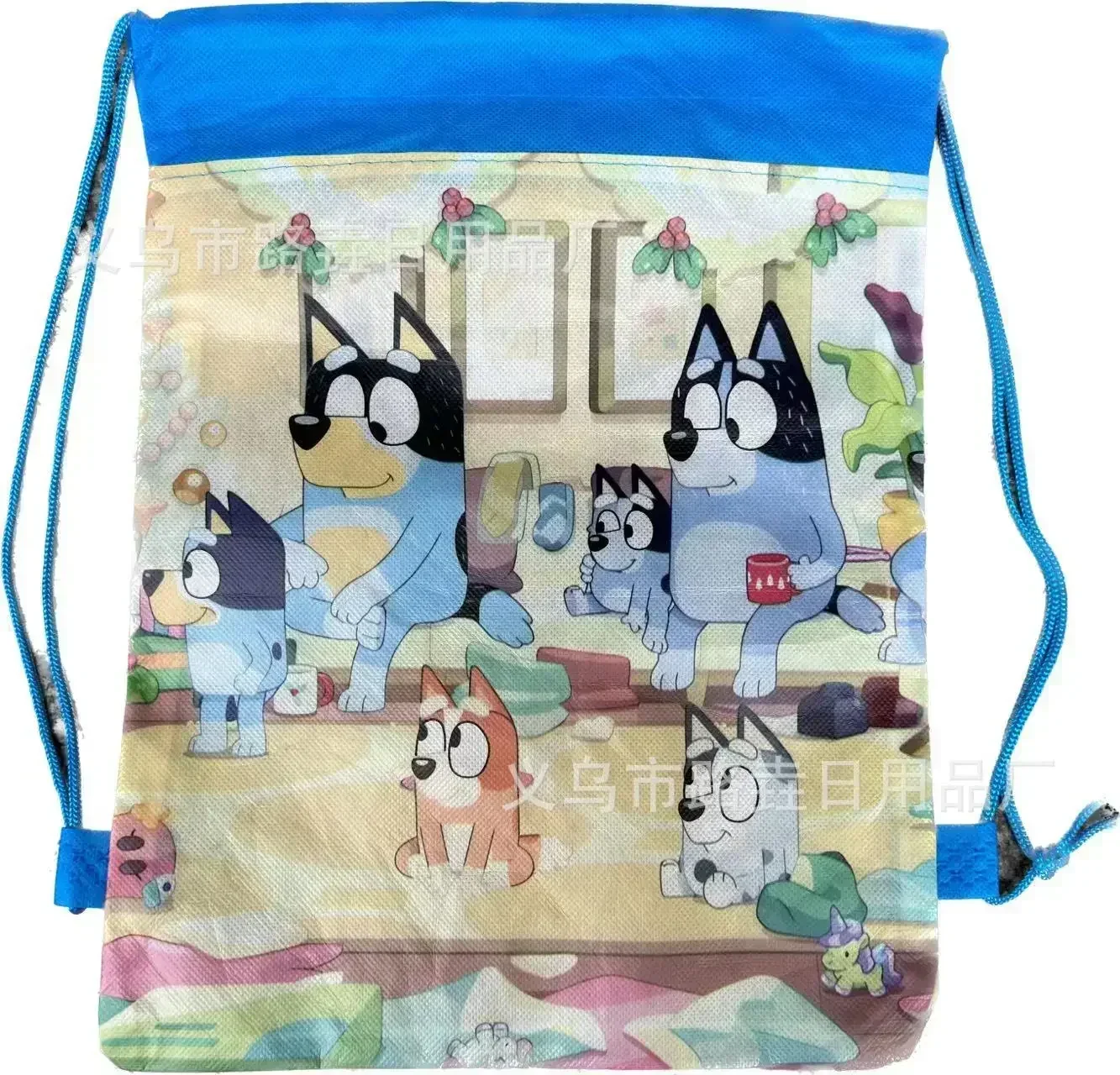 Cartoon Bluey Bingo Family Bundle Pocket Drawstring Bags Student Portable School Bags Outdoor Backpack Kids Birthday Gifts 1pcs