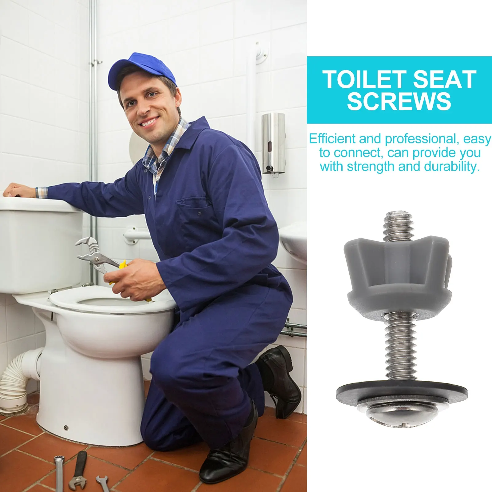 

2 pcs Toilet Seat Screws Universal ABS Iron Hinge Bolts Kit for Mounting Fixing Strong Durable Replacement Fittings