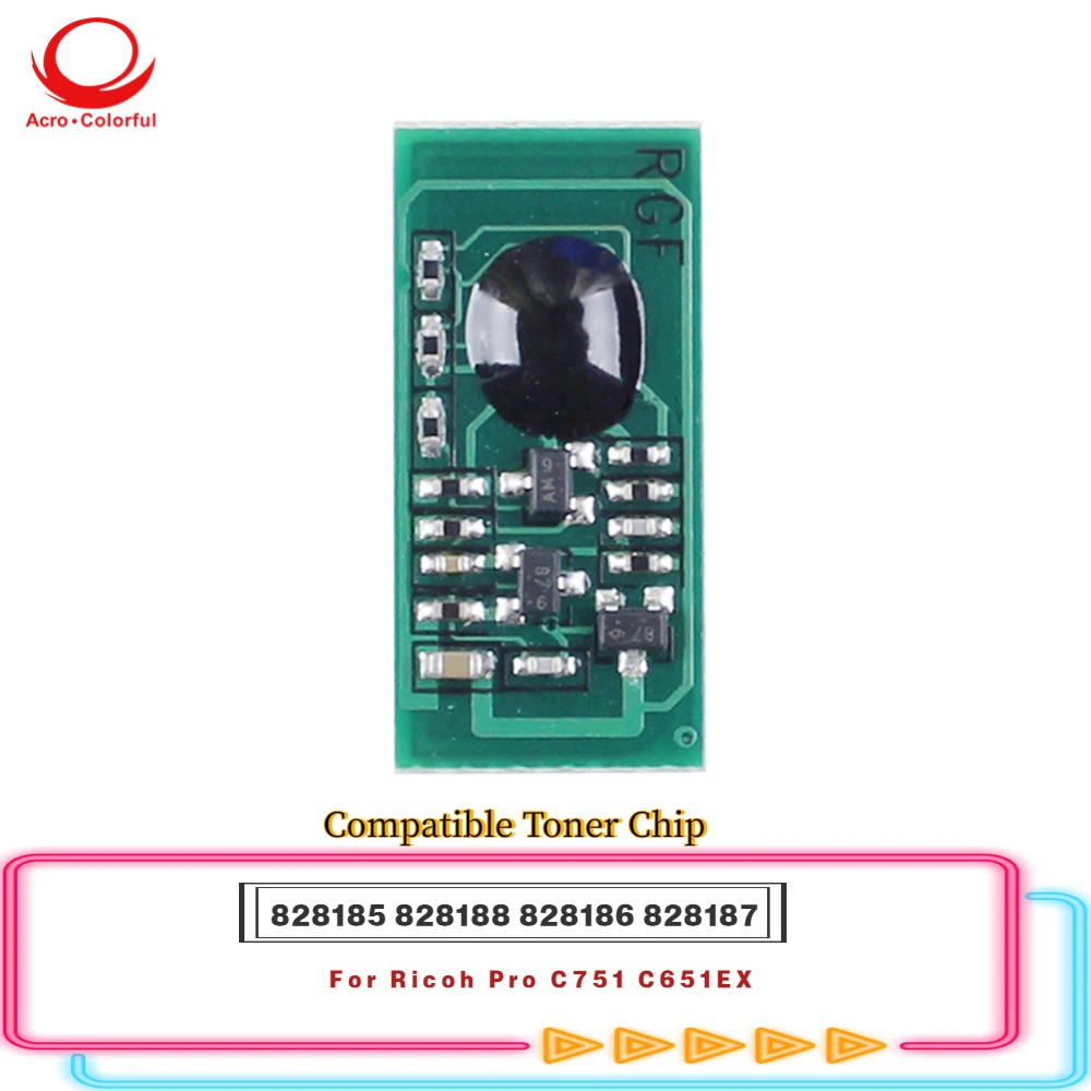 48.5k 828185 828188 828186 828187 compatível toner chip para ricoh pro c751 c651ex impressora