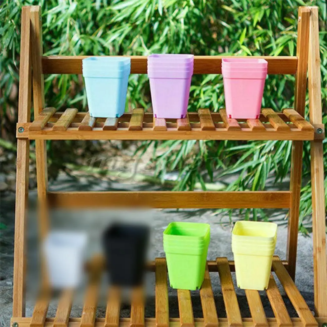 Pot Flowerpots Plastic Small Decor Decoration Office With Tray 15pcs Colorful Flower Plant High Quality Brand New