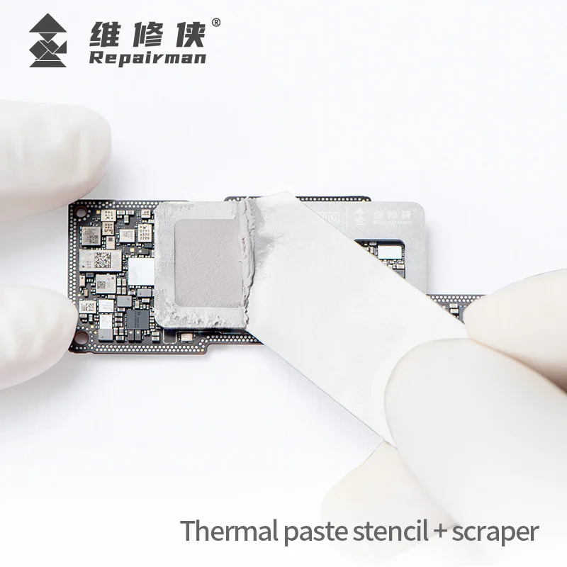 Repair Man Thermal Paste Stencil and Scraper 0.5/0.6/0.7mm Thicknesses Stencil Stainless Steel Blade for Phone Chip CPU Repair