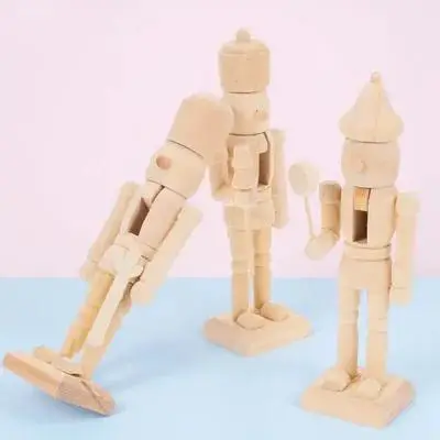 

3Pcs Nutcracker Puppet Wooden Set Fine Workmanship Solid Safe Odorless Material for Kids Creativity Communication DIY Painting