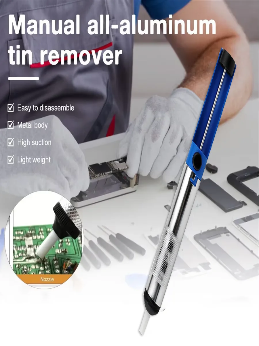 Aluminium Metalen Desoldeerpomp Zuig Tin Gun Solderen Sucker Pen Verwijdering Vacuüm Desoldeerpomp Tool - afbeelding 2