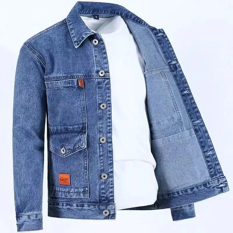 2023 primavera e outono nova tendência da moda cor sólida denim jaqueta masculina casual solto confortável tamanho grande casaco de alta qualidade