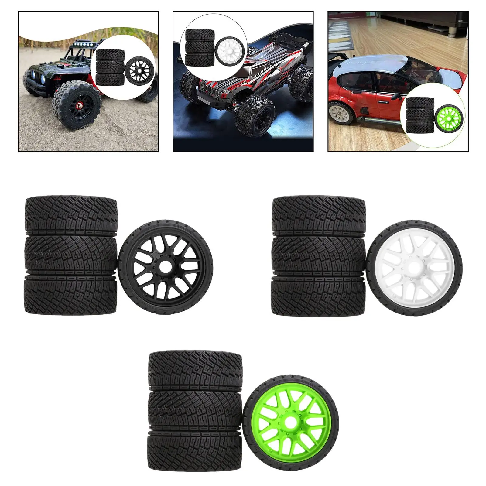 

4 Pieces RC Wheels Tires Accessories Replacement Part Professional DIY Modified Upgrade 4 inch Diameter Sturdy for 1/7