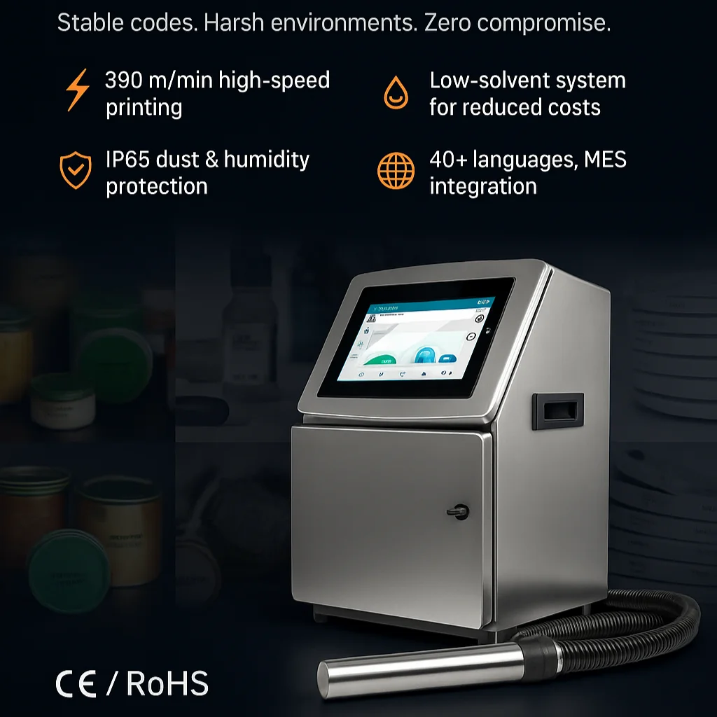 Automatic CIJ Small Character Continuous Inkjet Printing Printer DOCOD V2000 Expiry Date Dot Matrix Coding Machine for Cable