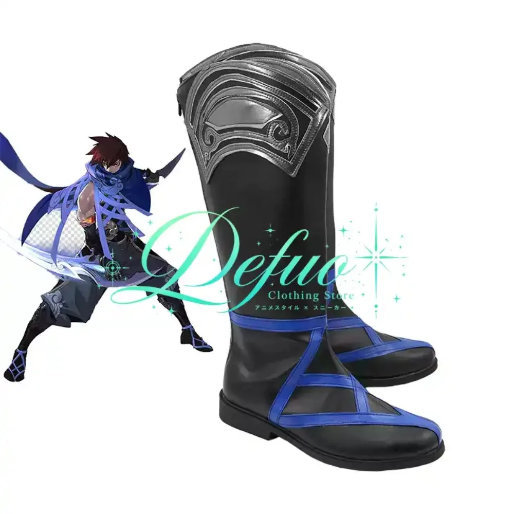 Lan Character Cosplay Long Tube Boots Custom Made Size Leather Footwear for Stage Performance