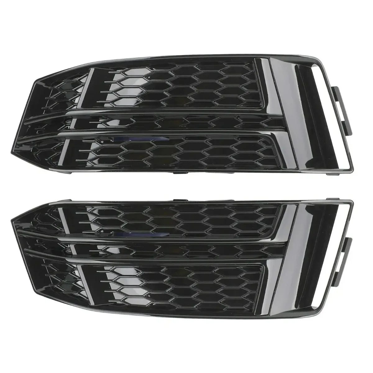 8W0807682 For Audi A4 B9 S-LINE 2016~2018 Pair Car Gloss Black Honeycomb Front Bumper Fog Light Grille Lower Grill Bezel Cover view 6