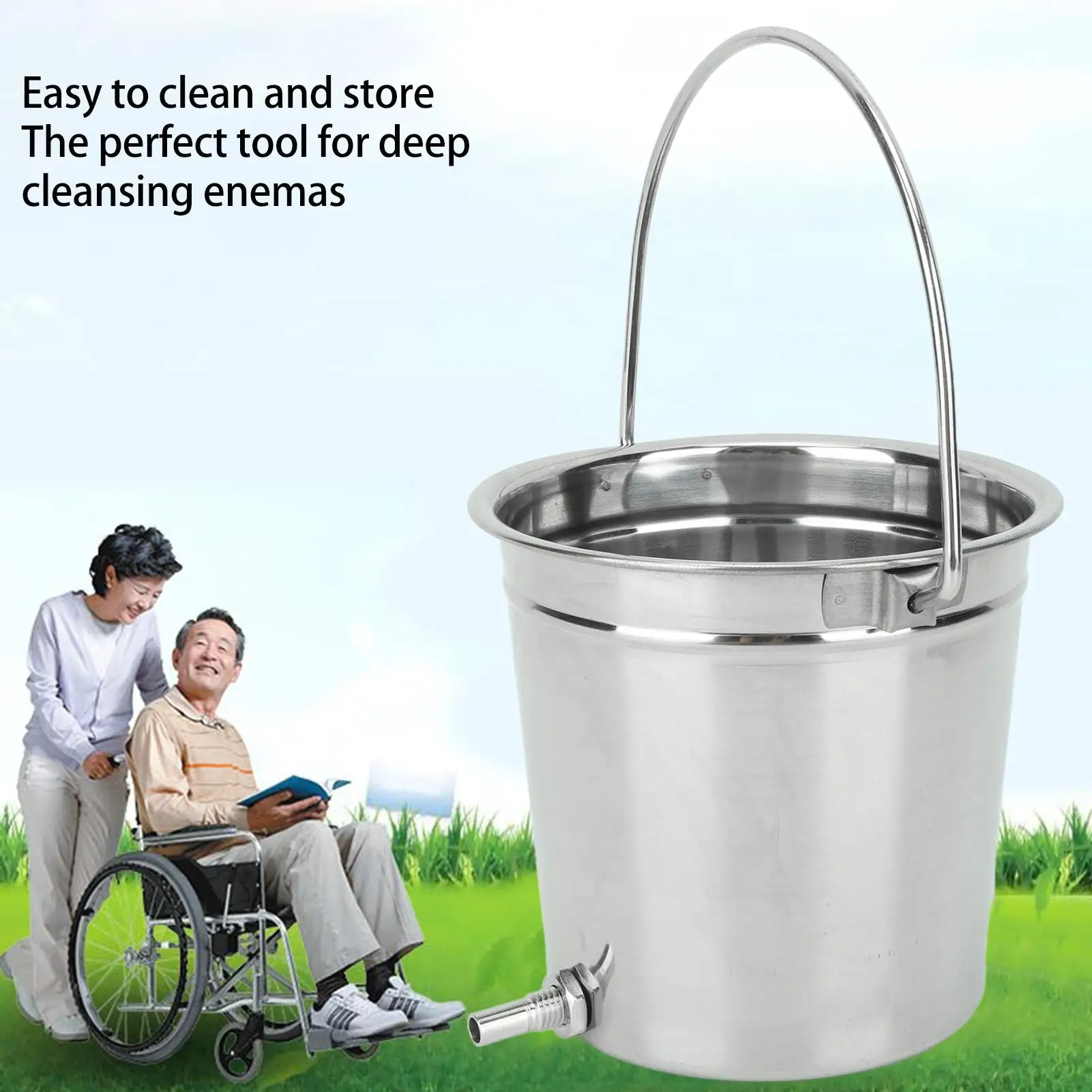 Stainless Steel Enema Bucket Kit for Home Colon Cleansing   Relieve Constipation, Maintain Health   Easy to Clean