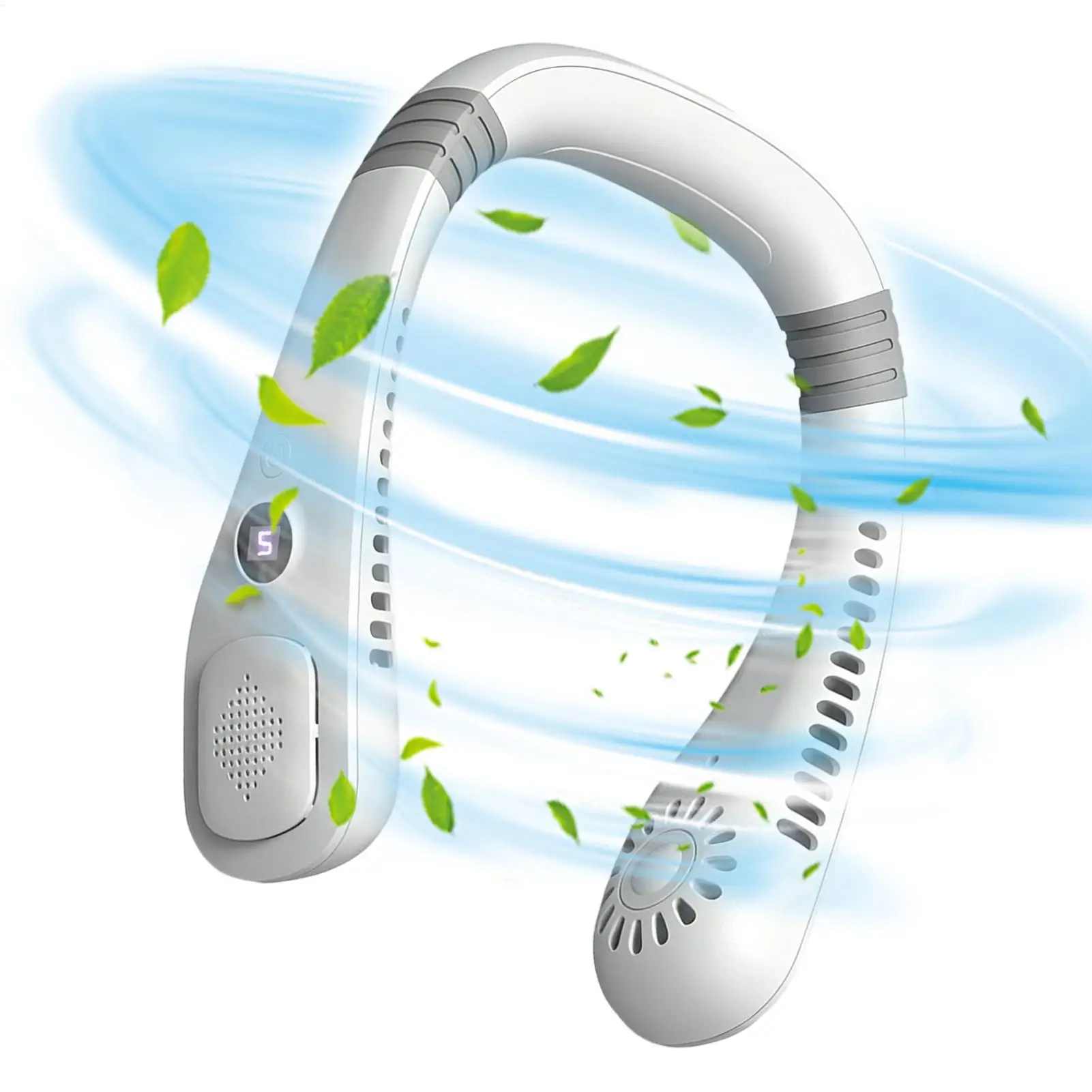 5 Speeds Bladeless Quiet Wearable Neck Fan Necksupport Outdoor Wearable Hands-Free Fan Mini Summer Sport Fan Personal Fans