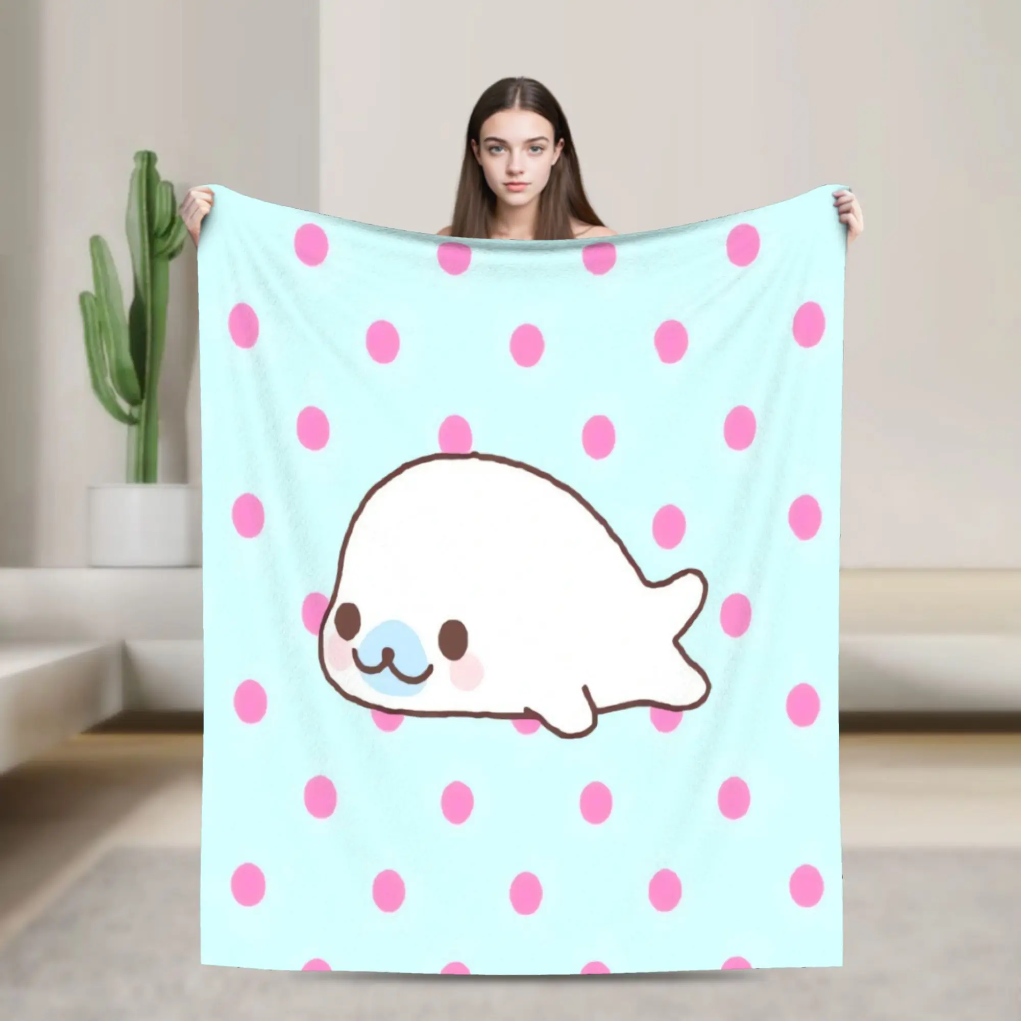 CUTE M-Mamegoma Seal Anime Blanket Flannel Throw Blanket For Living Room Super Soft Design Quality Bedspread Birthday Gift