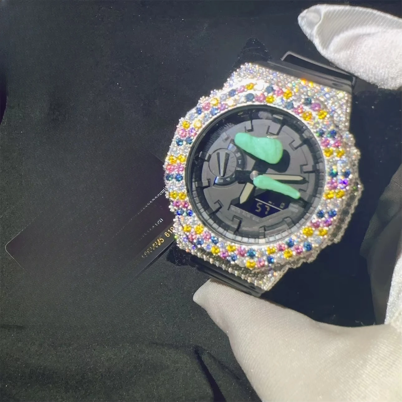 

Tester Hip Hop GA2100 Fine Jewelry Iced Out VVS Miossanite Hip Hop Sterling Silver 925 Watch Case Bezel