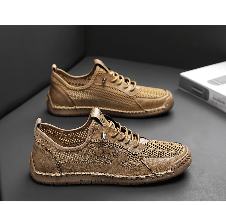 Herren-Freizeitschuhe aus Mesh, atmungsaktive Loafer, leichte Herren-Sneaker, flache Fahrschuhe, Größe Herren, Mesh-Schuhe, Sneakers – Detail 13