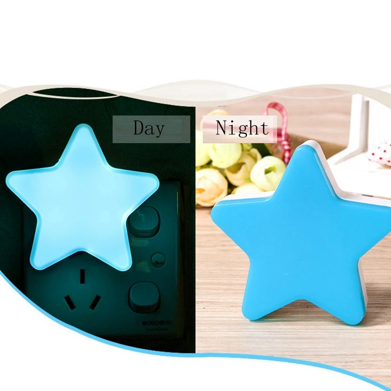 LED Stars Night Lights com Sensor, UE, EUA Plug, Lâmpada da noite, Luz, Home Decor, Quarto, Quarto do Bebê, Sala de Estar, Iluminação do corredor