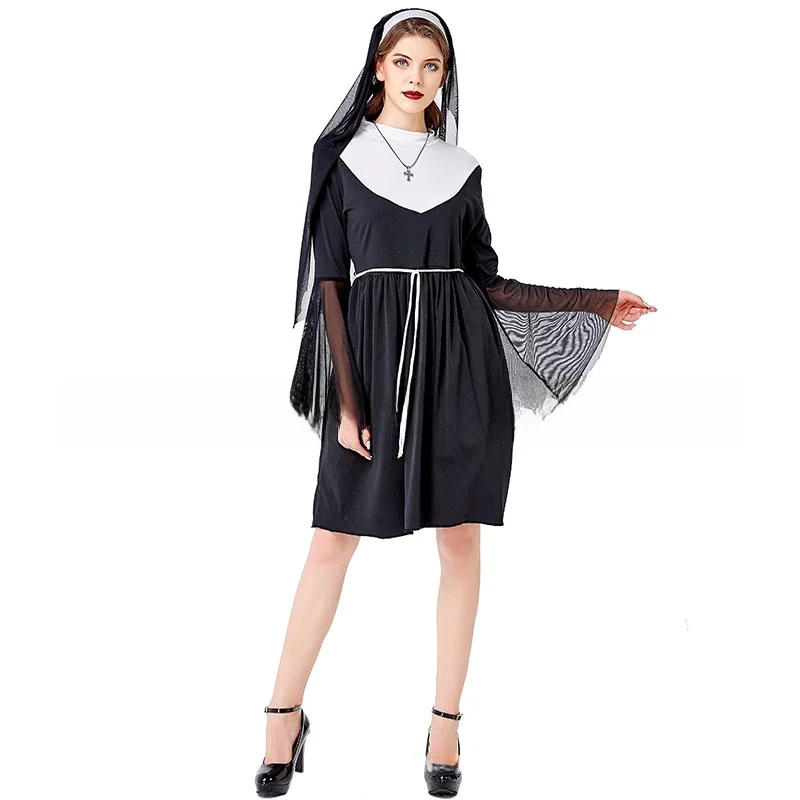 Nova igreja xl mãe maria freira traje desempenho de palco role-plang loween outfit tradicional chinês étnico feminino wear