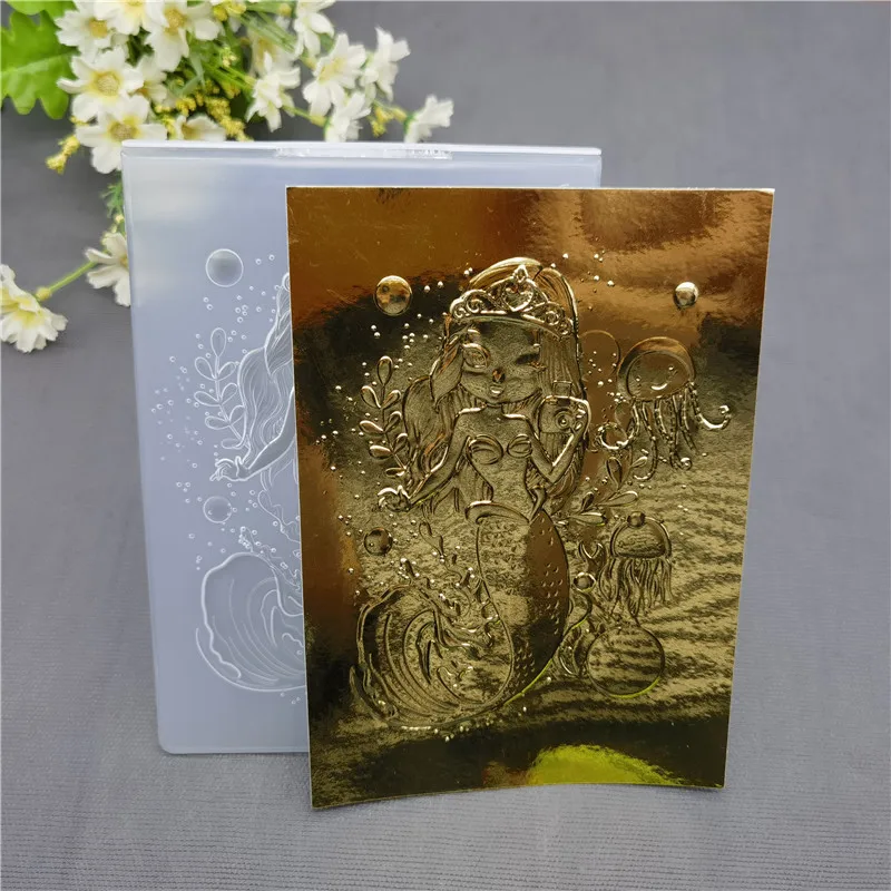 Mermaid 3D Country floral 3D Embossing Folder Embossed Forder for Birthday Spring Get well soon Card making Scrabooking Deco