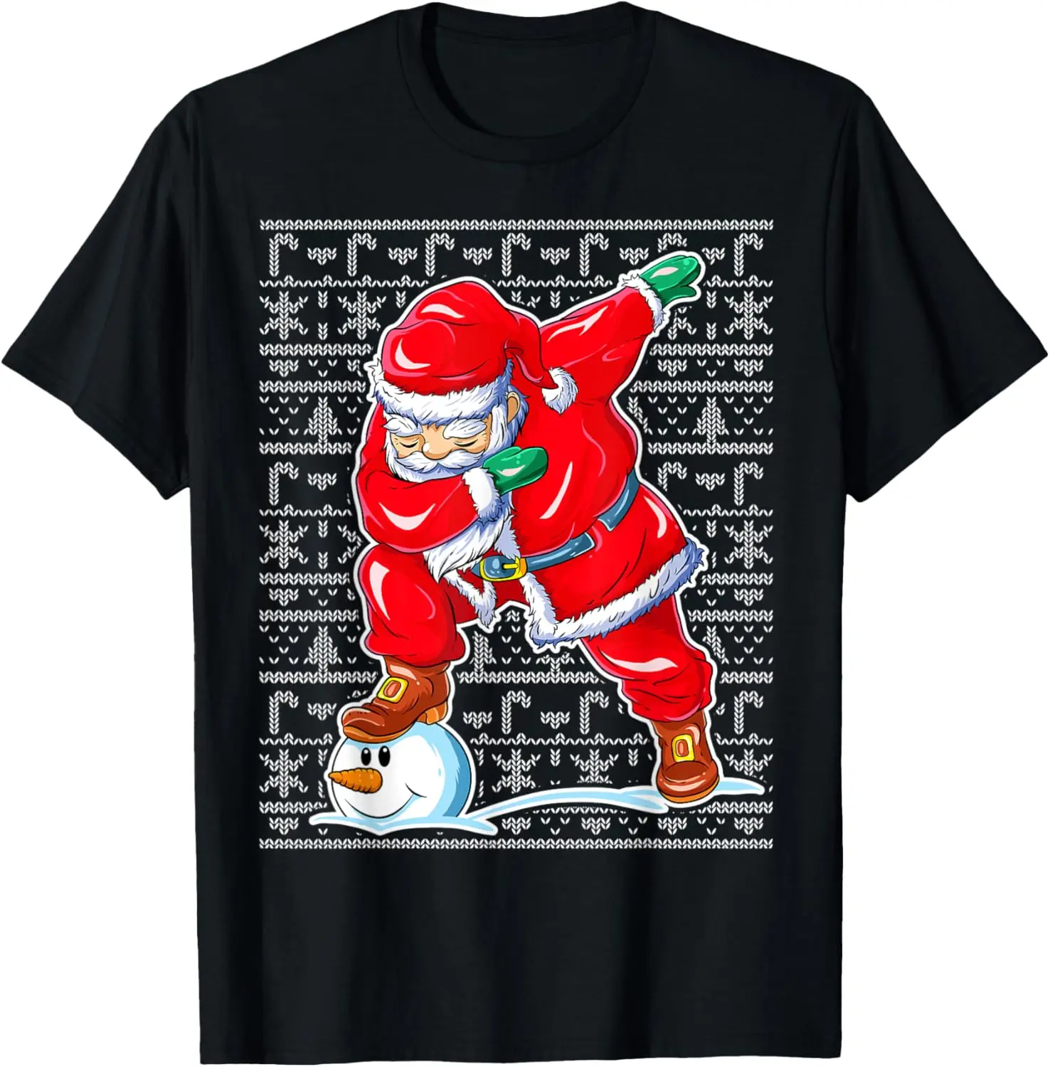 

Футболка с уродливым рождественским узором и головой снеговика Санта-Клауса