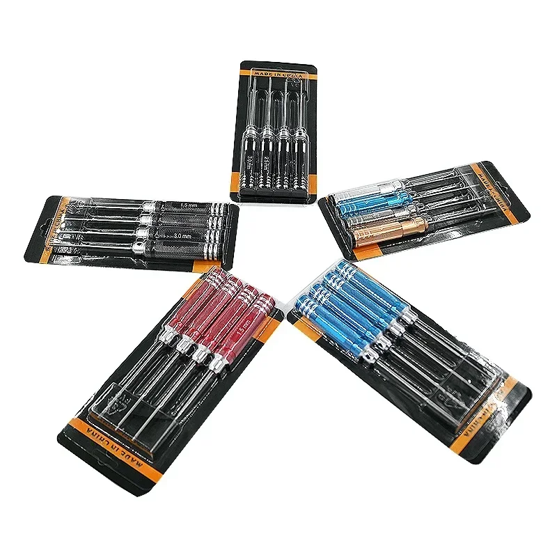 RC Tools 4 pezzi set di cacciaviti esagonali placcatura in titanio temprato 1.5 2.0 2.5 3.0mm cacciavite per giocattoli in elicottero