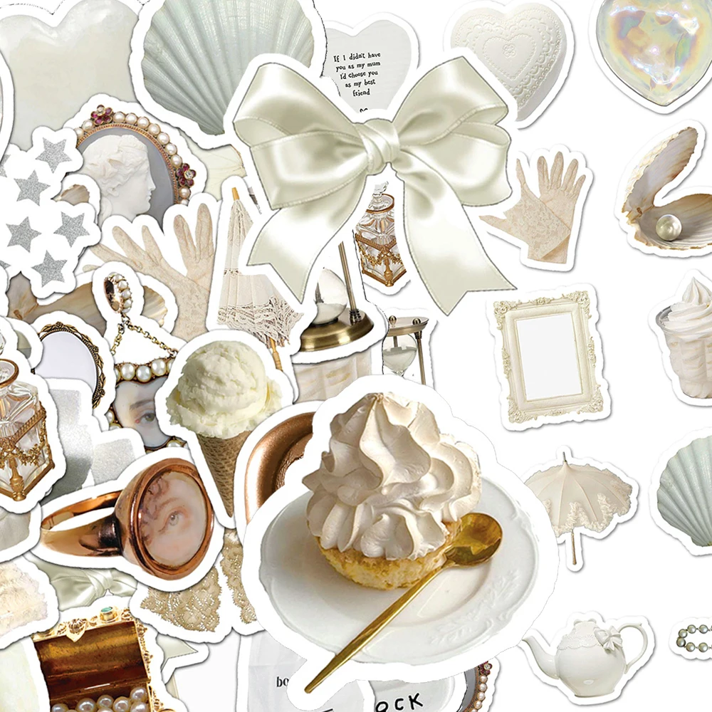 10/30/50pcs Kawaii INS White Style Aesthetic Stickers Cute Pattern Graffiti Decals Decoration Suitcase Phone Laptop Sticker Gift