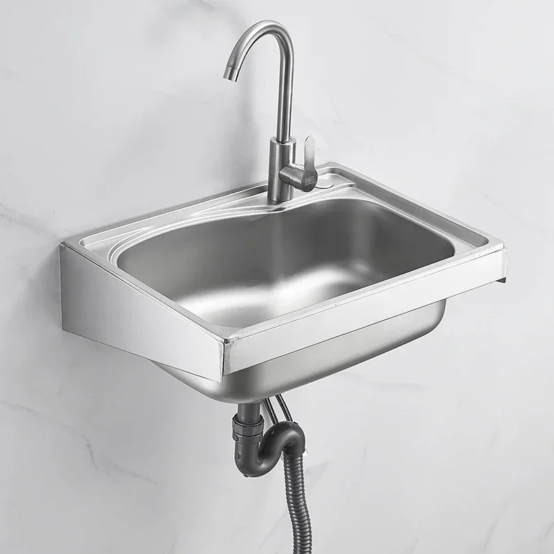 Kitchen 304 stainless steel  with bracket, vegetable basin hanging on the wall bracketdishwashing and hand washing 주방 싱크대