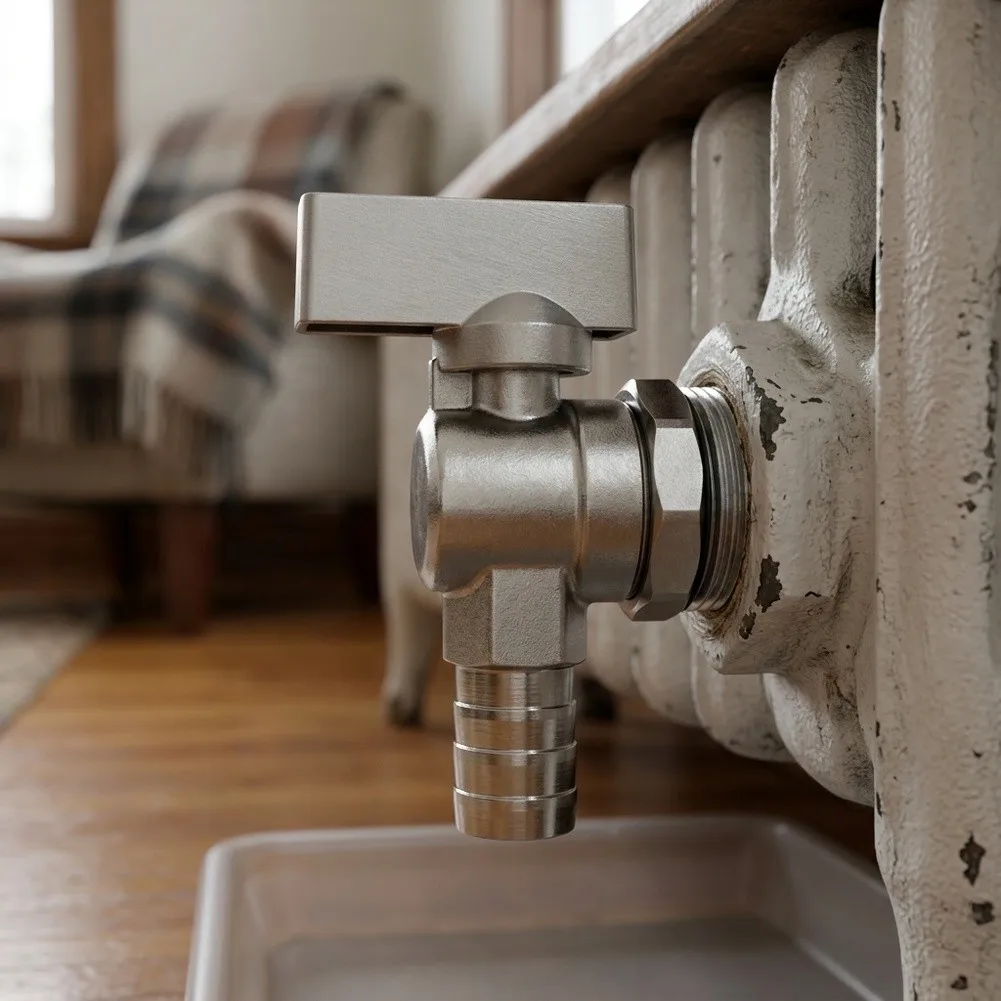 Die-Cast Aluminum Radiator Drain Valve for HVAC Systems and Heating Equipment with High Flow Capacity and Construction