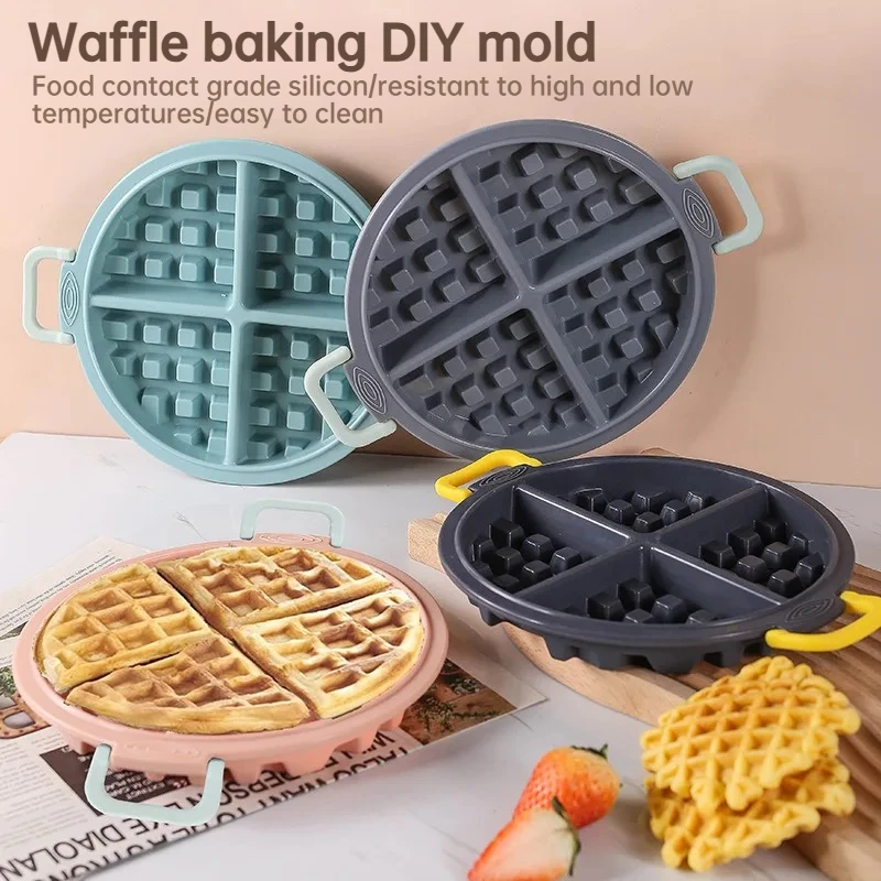 

Home DIY silicone waffle baking tray, quadruple grid pancake chocolate mold, easy to clean multifunctional oven cake baking tool