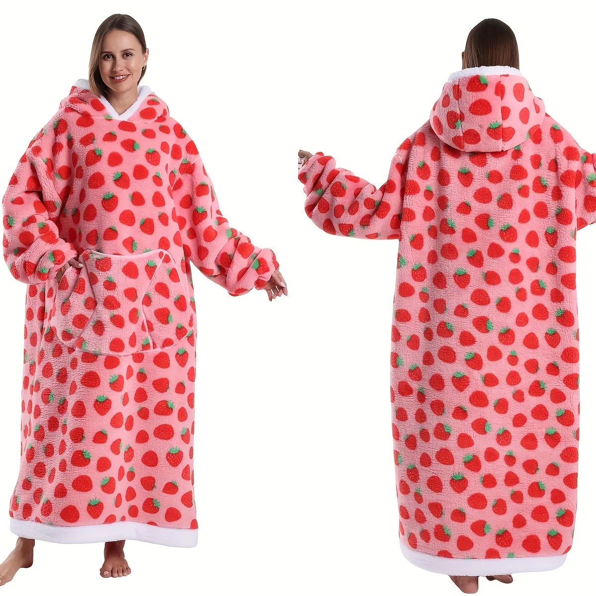 

Cozy Leopard & Avocado Hoodie Blanket - Warm Fleece Loungewear with Pockets. Unisex. Machine Washable.