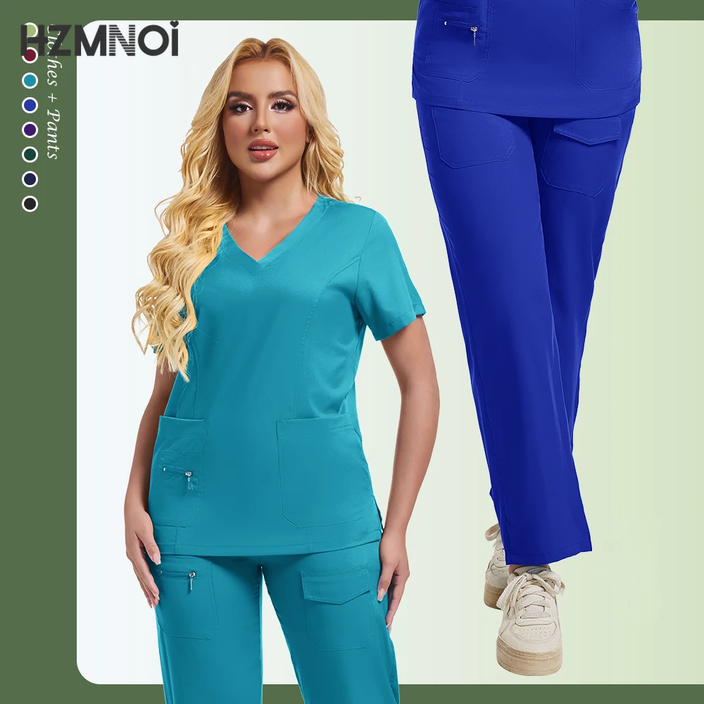 جديد صالون تجميل الأسنان ملابس العمل زي المستشفى ممرضة عمال الصيدلة فرك دعوى موحدة أعلى + السراويل الدعك الطبية مجموعات