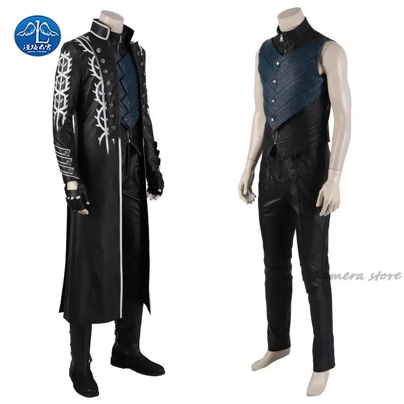 Heißes Spiel dmc5 cosplay vergil Kostüm nelo komplettes Outfit mit Stiefeln Halloween Karneval Männer Anzug Jacke Weste nach Maß