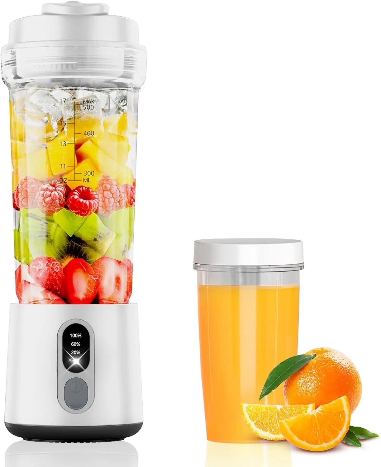 

Portable Blender For Smoothies And Shakes, 2 Portable Blender Cups, 17 &10 Oz Cordless Personal Small Blender With Straw