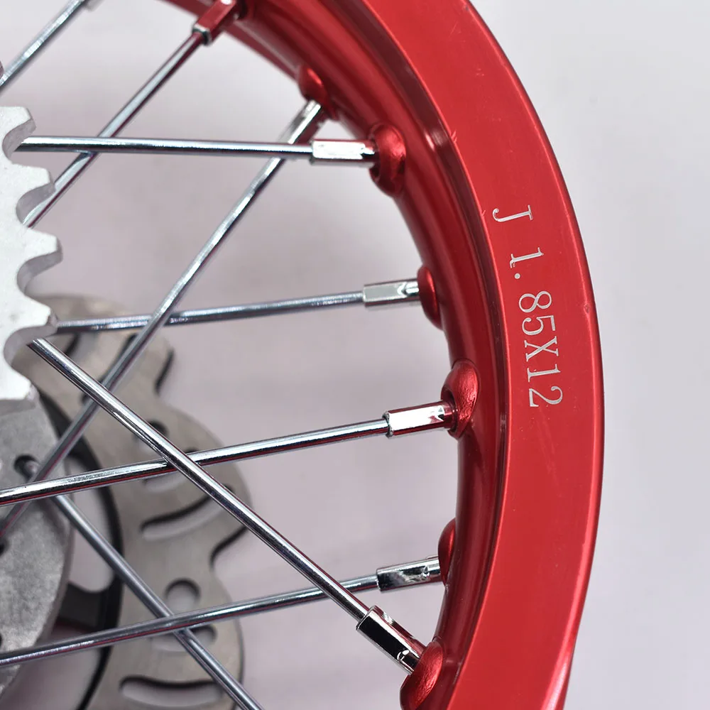 1.85 -12inch Rear aluminum A Style Disc Plate Wheel Rims Hub with brake disc Sprocket For CRF50 APOLLO 110 Kayo Dirt Pit Bike