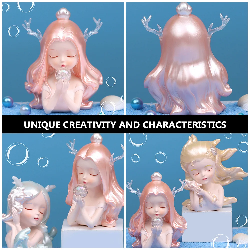 

Resin Ocean Girl Desktop Ornament Exquisite Desktop Decoration Resin Craft Gift for Girls Imaginative Ocean Girl Adornment