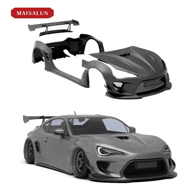 Auto Spare Parts Car Bumper With Grille Engine Cover Rear Spoiler R Style Wide Bodykit For Subaru BRZ