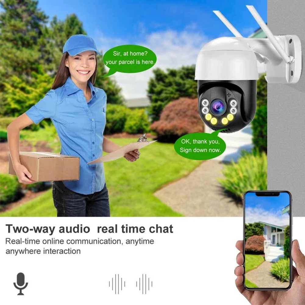 

2 МП 2.4G WiFi-камера с ночным видением 1080P HD, уличная Wi-Fi камера-монитор с двусторонней связью и функцией сигнализации для домашней безопасности