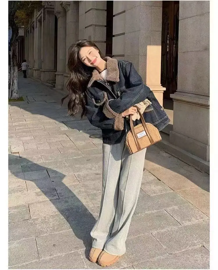 معطف الدنيم حزام الفراء أفخم المرأة الشتاء قابل للتعديل مبطن س الرقبة اصطف محب كلية الثقافات الفرعية التجمع الاجتماعي الحضري يوميا #4