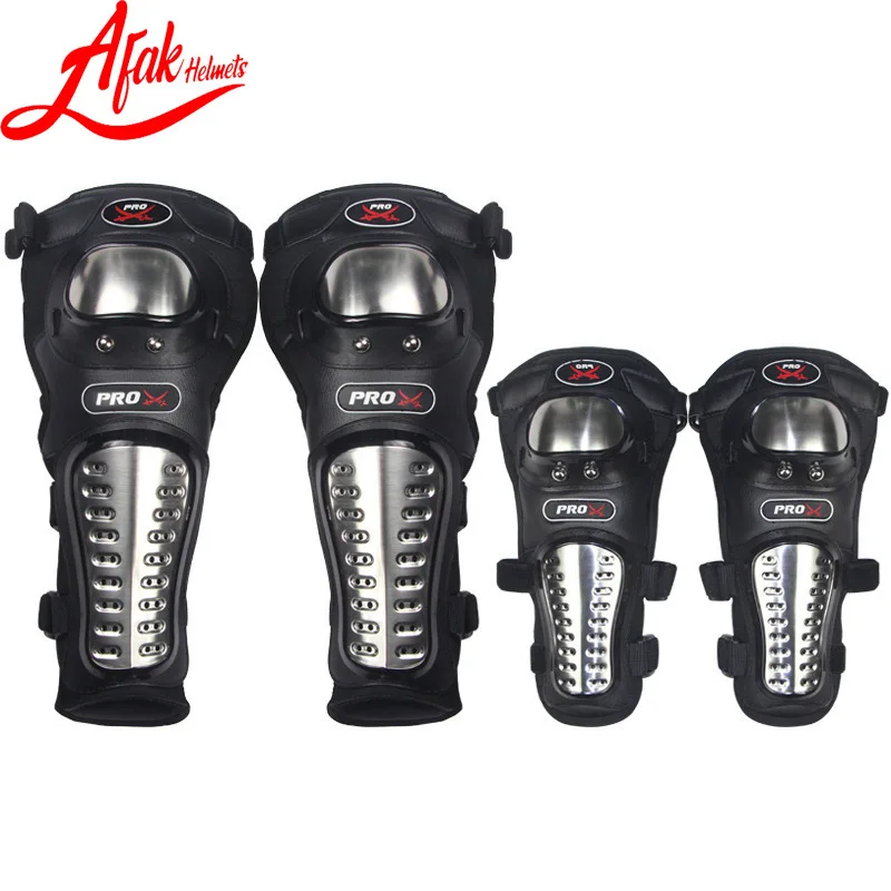 ชุดอุปกรณ์ป้องกันสำหรับขี่มอเตอร์ไซค์ สนับเข่า สนับศอก สี่ชิ้น ทำจากสแตนเลส ป้องกันการล้ม สำหรับขี่จักรยานและออฟโรด