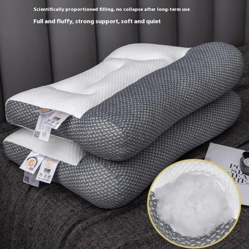 Cervical Support Sleep Aid Reverse Traction Zoned Design With Soy Fiber Knitted Core Home/Dorm Use Orthopedic Pillow