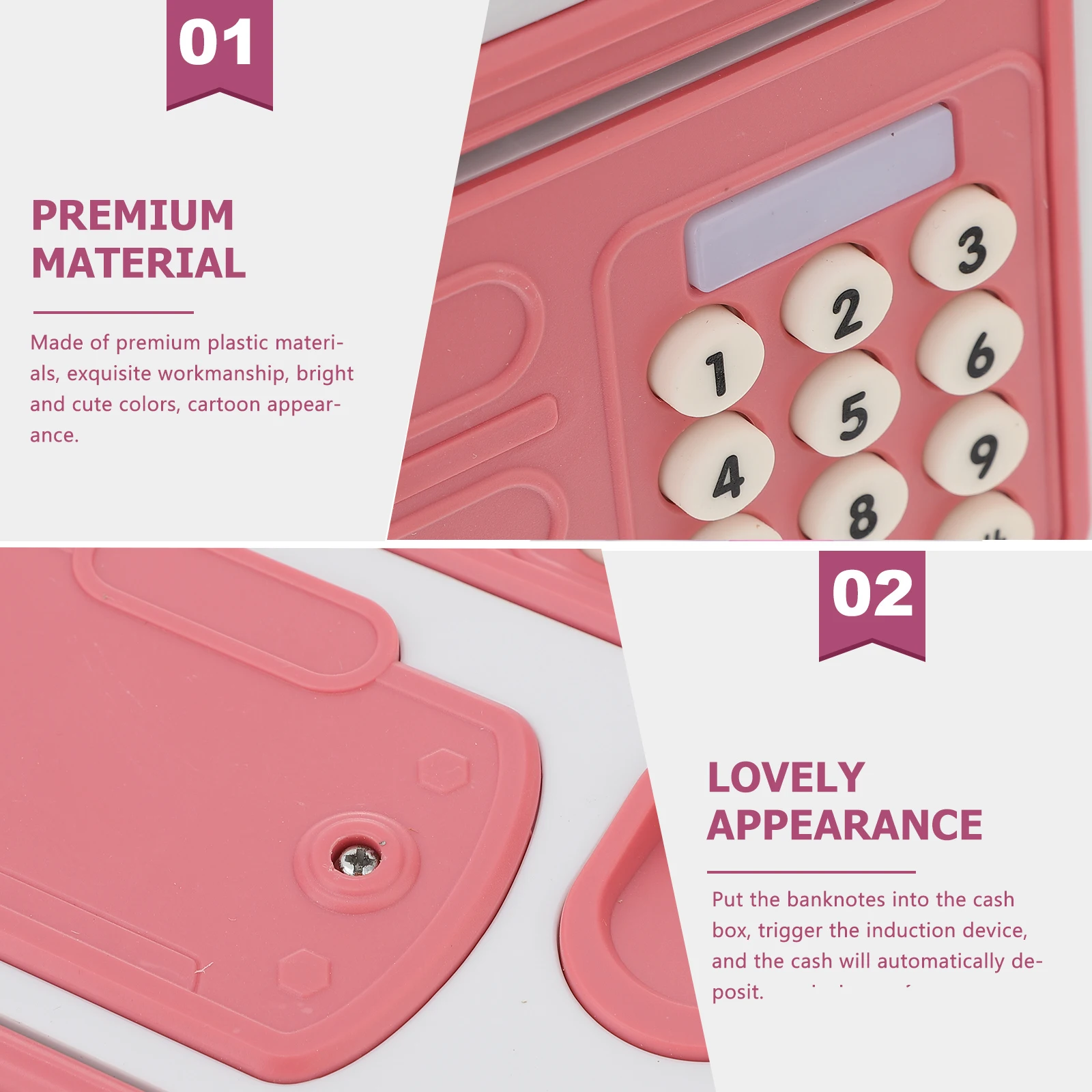 

Sensing Piggy Bank Safe Girls 4 Password Coin Storage Toy Premium Plastic Automatic Money