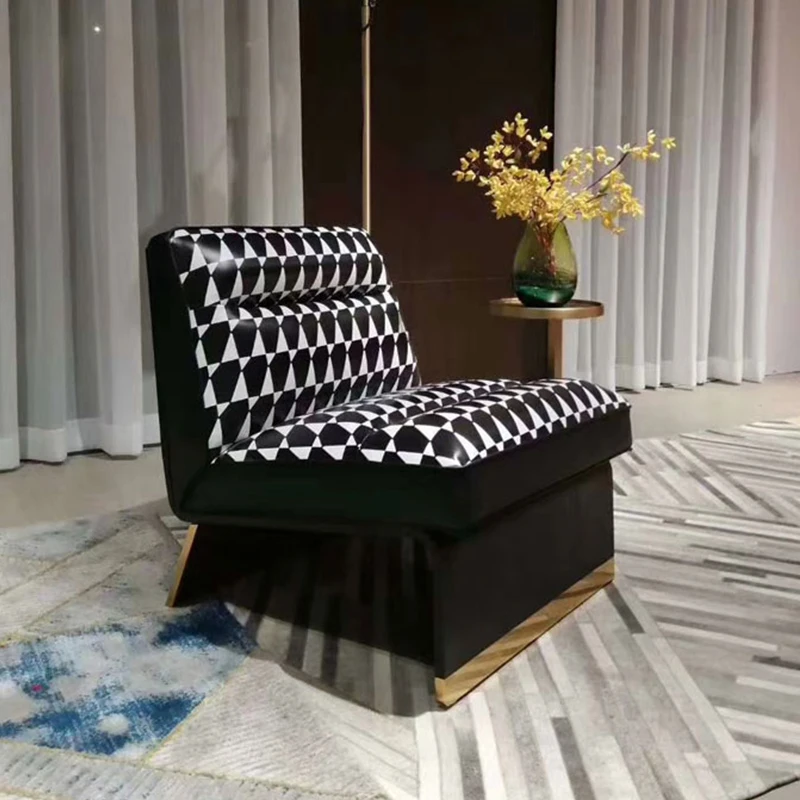 Nordic light luxury modern, leather armchair, salon chair, home chair