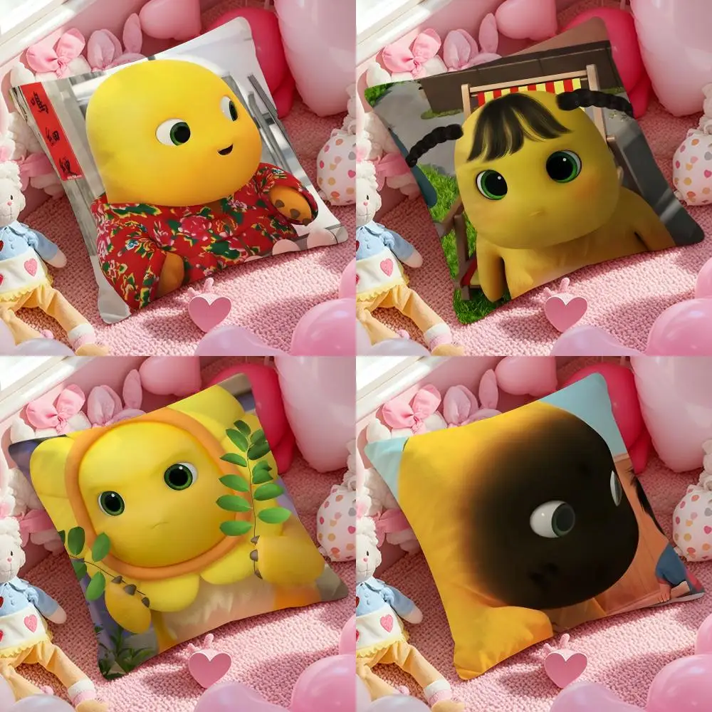 

N-NAILONG CARTOONB Pillow Case Anti-dustmite Pillowcase Invisible Zipper Silky Short Plush Sofa Cushion Cover